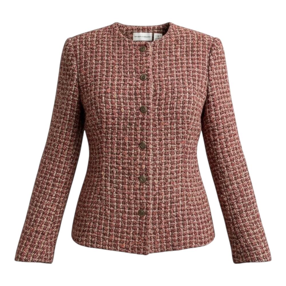 Alfred Dunner Blazer Women's Boucle Tweed Sz 12 Button Jacket Purple Orange Soft